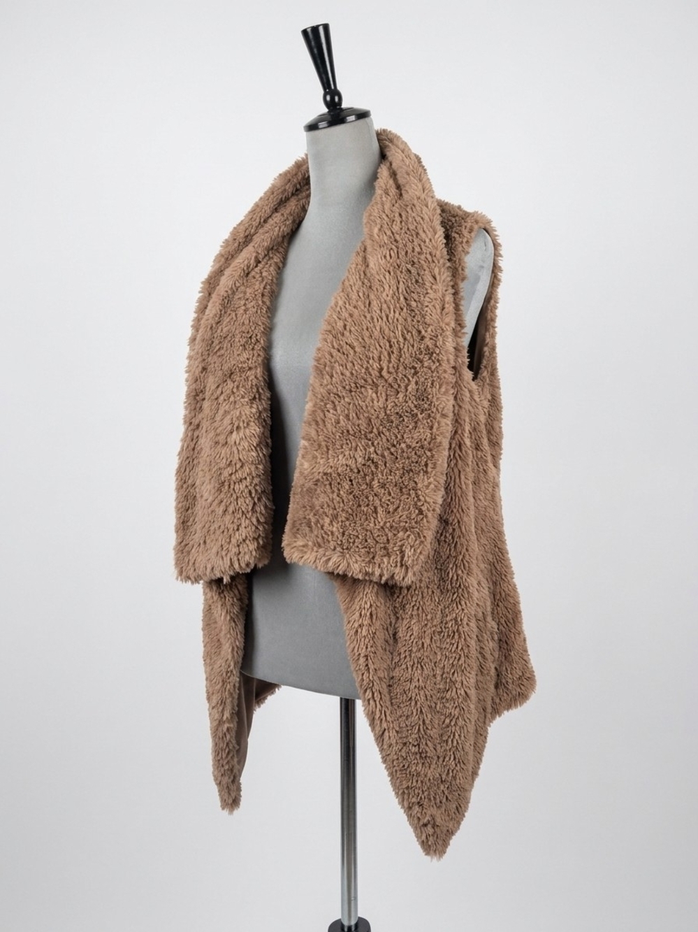 Celebrity Pink Faux Fur Sherpa Waterfall Vest Tan Size Medium